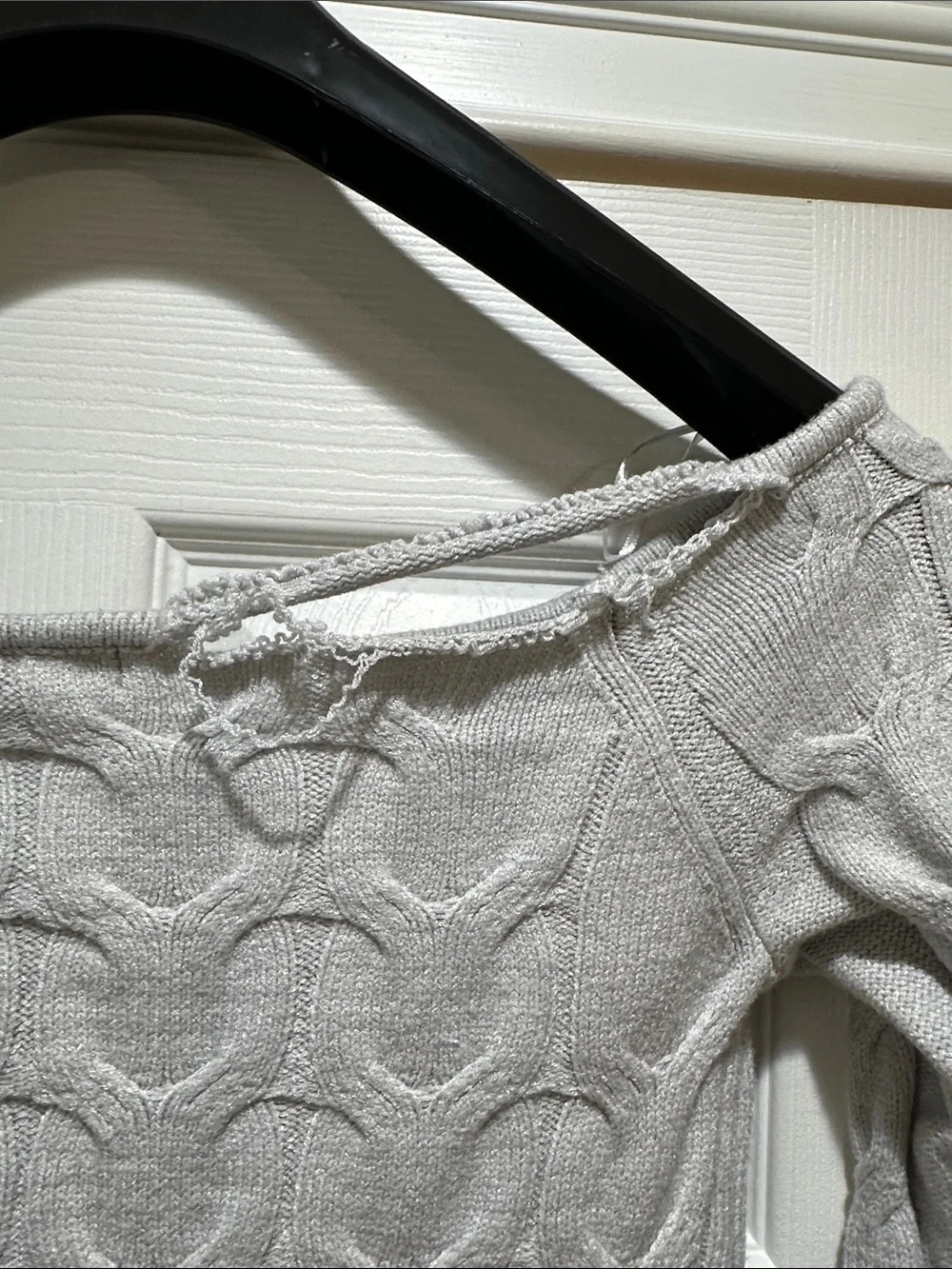 Aeropostale Light Gray Cable Off-the-Shoulder Sweater
